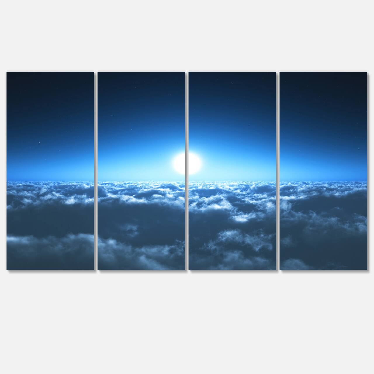 Designart - Night Flight above Clouds - Extra Large Wall Art Landscape